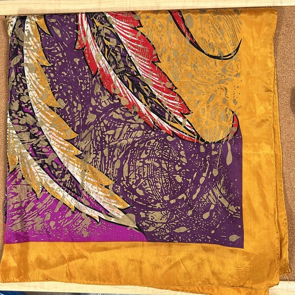 Honey silk square floral abstract shimmer scarf women’s - Picture 10 of 12